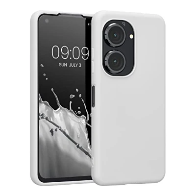 Abbildung von kwmobile Hülle kompatibel mit ASUS Zenfone 10 / 9 weiches TPU Silikon Case Cover geeignet für kabelloses Laden Weiß matt