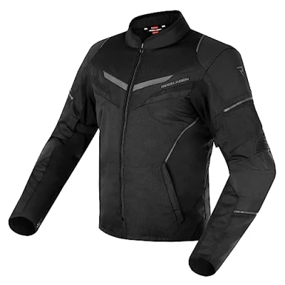 Abbildung von REBELHORN Flux Motorradjacke Herren Abnehmbare L XTR Membran Ellenbogen und Schulterprotektoren Stufe 2 Mesh Belüftung Einsätze Reflektierende Elemente