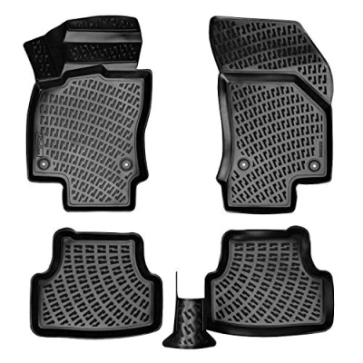 Abbildung von Rizline Passgenau 3D Fussmatten Auto Kompatibel mit Skoda Rapid 2012 2019 Zubehör 1. und 2. Reihe Gummimatten Autos TPE Allwetter Geruchlos rutschfest Vorne Hinten Schwarz