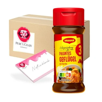 Abbildung von 4erPack (4ST x 65G) Maggi Würzmischung Nr. 3 pikantes Geflügelvon Pere&#039;s Candy® Box mit Geschenk