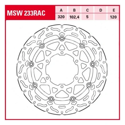 Abbildung von TRW Bremsscheibe 320mm 5mm Aluminium, Stahl MSW233RAC Bremsscheiben, Scheibenbremsen