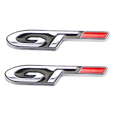 Abbildung von 2 Stück GT Emblem 2017 2018 2019 2020 Aufkleber Seitenabzeichen Logo Abzeichen Linie dekorative Abdeckung Trim (Silber)