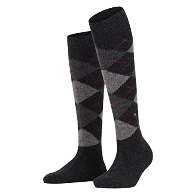 Abbildung von Burlington Damen Kniestrümpfe Whitby W KH weich und warm lang gemustert 1 Paar, Grau (Anthracite Mouline 3087), 36 41