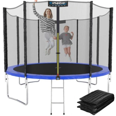 Abbildung von Kinetic Sports Gartentrampolin SALTO PLUS, Ø 183 cm, Komplett Set mit Leiter, Regenplane, TÜV Rheinland GS geprüft