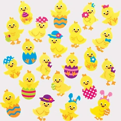 Abbildung von Baker Ross Easter Chick Filzaufkleber, kleine Aufkleber für Kunst und Bastelprojekte Kinder (100er Pack)
