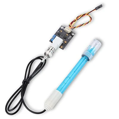 Abbildung von Denash PH Sonde, professionelles Sensormodul mit Sonde 0 14 Elektrodensonde BNC Anschluss Verbundelektroden Testcodesensor für Messgerät, und Controller
