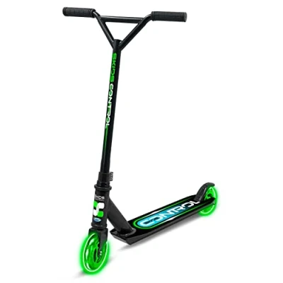 Abbildung von STAMP Stunt SkIDS Control Tretroller mit leuchtenden Rädern, JB248001L, schwarz/blau/grün