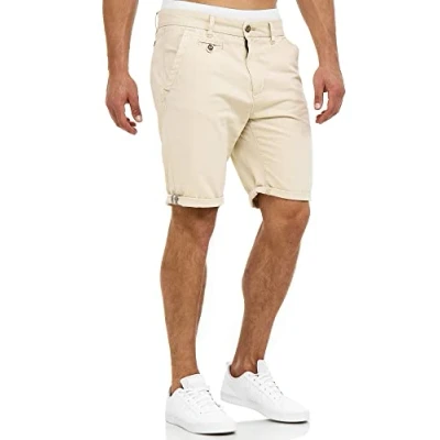 Abbildung von Indicode Herren Cuba Chino Shorts mit 5 Taschen aus 100% Baumwolle Bermuda Sommershorts für Männer Fog M