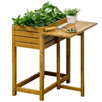 Abbildung von Outsunny Hochbeet Innenverkleidung aus Vlies (Gemüsebeet, 1 St., Blumenkasten), für Garten, Balkon, Braun