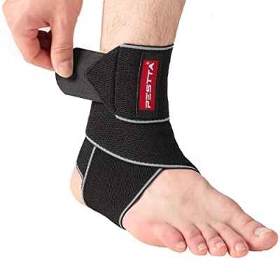 Abbildung von PESTTA Sprunggelenkbandage, Einstellbares Fußbandage, Flexible knöchelbandage, Ultradünn Fußgelenkbandage, Komfortabel fußgelenk bandage, Rechte und Linke Fußgelenk, Damen Herren (Grau 1 Stück)