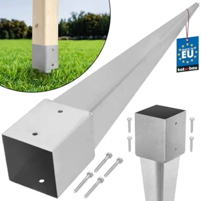 Abbildung von KOTARBAU® Einschlagbodenhülse 121 x mm Länge 750 Feuerverzinkt Pfostenträger Stahl Einschlaghülse für Vierkantholzpfosten Bodenhülse Anker Erdanker Bodenanker Holzpfosten