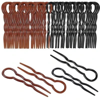 Abbildung von 20 Stücke Damen Stil Griff Haarnadeln, Magie Einfache Schnelle Spirale Haargeflecht Drehung Pin, Schwarz und Braun