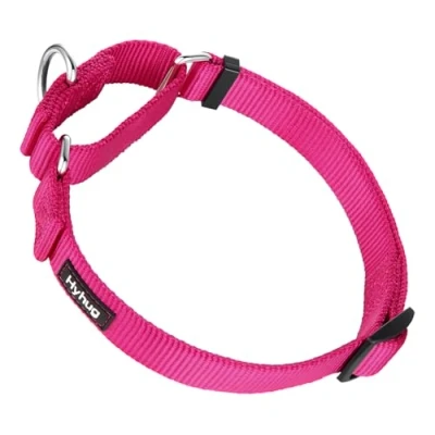 Abbildung von Hyhug langlebiges Nylon Erstickungshalsband, geeignet für den täglichen Gebrauch und das Training von kleinen, mittleren großen Hunden (Groß, Rosenrot)