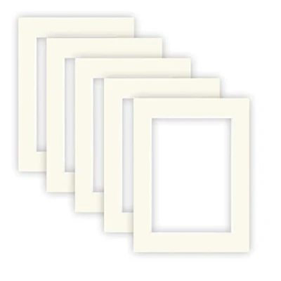 Abbildung von nielsen Conservation Passepartout Karton 2,2 mm 5er Set Außenformat 30x40 cm für Bildformat 20,5 x 29,5 (DIN A4) Elfenbeinweiß (Creme weiß) Glatte Oberfläche