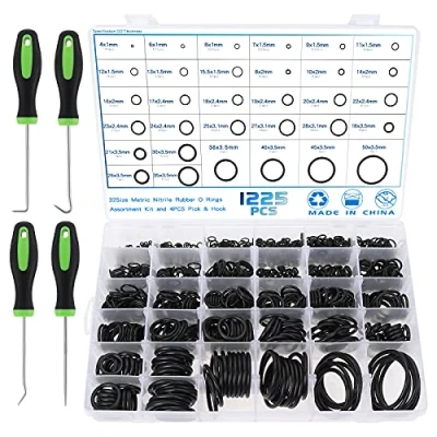 Abbildung von Gueenky 1225 Stück O Ring Durchmesser 4 50 mm, 32 Größen Dichtungsringe Dichtungen, Nitrilkautschuk Gummi Dichtring mit Pick und Haken Set