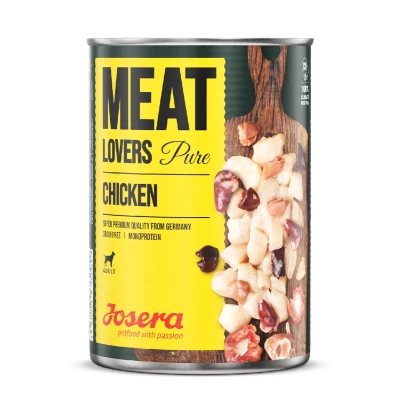 Abbildung von Josera Meat Lovers Pure Chicken Nassfutter für Hunde hoher Fleischanteil getreidefrei leckeres Huhn Alleinfuttermittel 6 x 400 g