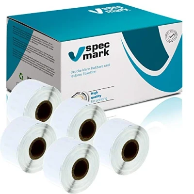 Abbildung von specmark 5 Etiketten Rollen kompatibel mit DYMO 99012 36mm x 89mm S0722400 260 Stück zu allen Etikettendruckern LabelWriter 450 4XL Seiko SLP