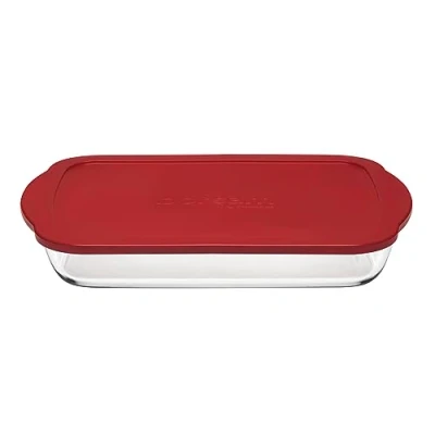 Abbildung von Pasabahce Auflaufform rechteckig mit Deckel, Backform, Servierform eckig, 33 x 19 cm