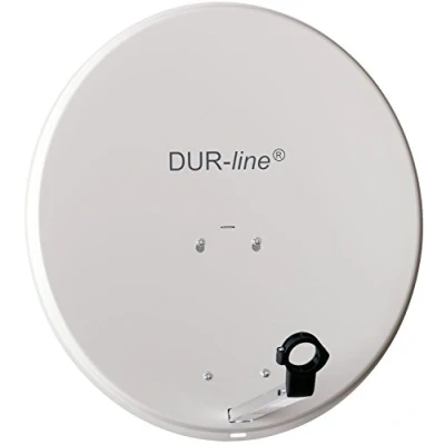 Abbildung von DUR line MDA 60cm Hellgrau Aluminium Satellitenschüssel mit LNB Feedhalterung Sat Antenne Spiegel Anlage [Digital, Camping, Astra 19,2, DVB S/S2, Full HD, 4K, 3D]