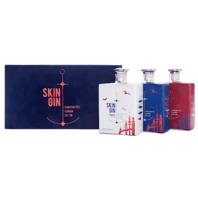 Abbildung von Skin Gin Handcrafted German Hamburg Edition Geschenk Manufaktur aus dem Alten Land Koriander Grapefruit Limetten 42% 1500ML