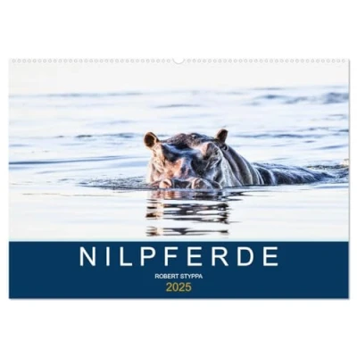 Abbildung von Nilpferde, Kolosse in Afrika (Wandkalender 2025 DIN A2 quer), CALVENDO Monatskalender