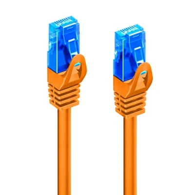 Abbildung von Ewent Ethernet Patchkabel Kategorie 5e U/UTP, Übertragung bis zu 1 Gb, mit Zwei RJ45 Stecker, aus PVC, CCA, AWG 26/7. Ideal für die Glasfaserübertragung Gigabit/LAN Netzwerken, 0.25 m, Arancio