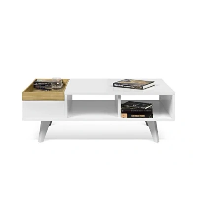 Abbildung von Symbiosis Platô Couchtisch, Spannplatte/Massivholz, Weiss und wiche, 110 x 65 39 cm