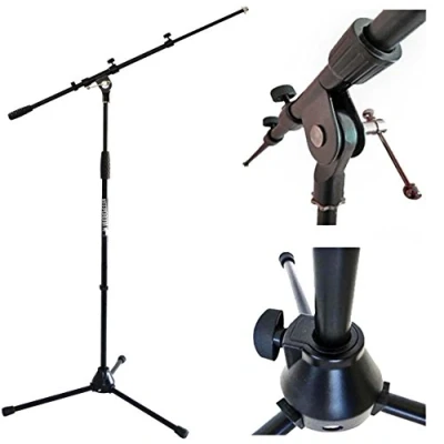 Abbildung von keepdrum MS106 BK Schwarz Mikrofonständer Mikrofonstativ mit Galgen und Metall Sockel