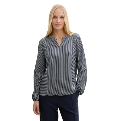 Abbildung von TOM Tailor Vertical Stripe Langarmshirt, Damen, Größe: XL, Navy blue/white