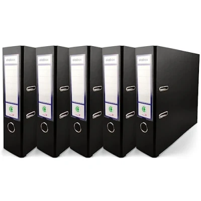 Abbildung von Netuno 5x Akten Ordner schwarz din a4 2 Ring Mechanik Ringorder 8cm Kunststoff breit Büroordner Plastikordner Briefordner Ringmappe breiter Aktenordner 5er pack