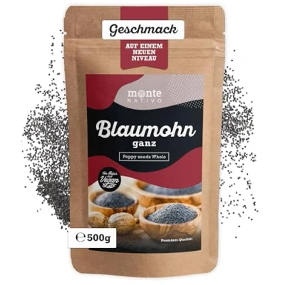 Abbildung von Blaumohn Monte Nativo (500g) Mohn zum backen Mohnsamen ideal Mohnback Premium Quaität Getrocknete Gewürze Poppy Seeds
