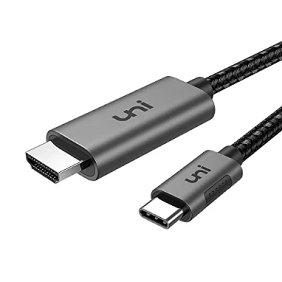 Abbildung von uni USB C auf HDMI Kabel [4K@60Hz],Thunderbolt 3/4 kompatibel, Aluminium+Nylon, Type zu für iPhone 15 Pro Max, MacBook iPad Pro/Air, iMac, Surface Book 2, Samsung S23, Pixelbook usw. 1m 1Pack
