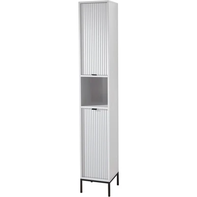 Abbildung von LUCERA Badezimmer Hochschrank in Weiß matt Badezimmerschrank Bad Schrank mit viel Stauraum 32 x 195 cm (B/H/T)