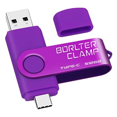 Abbildung von Type C USB Stick 512GB, BorlterClamp 2 in 1 OTG Speicherstick 3.0 Doppelanschluss Flash Laufwerk für Android Smartphone Samsung S10/S9/S8, Huawei, Tablets und Computer (Lila)