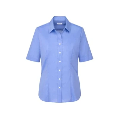 Abbildung von Seidensticker Damen City Kurzarm Regular Fit Uni Bügelfrei Hemdbluse, Mittelblau, 46 EU