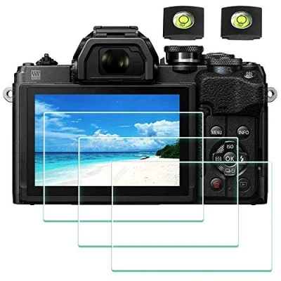 Abbildung von ULBTER Displayschutz schutzfolie passend für Olympus OM D E M10 Mark IV Kamera und Blitzschuh Abdeckung, Displayschutzfolie 0,3 mm, Härtegrad 9H, gehärtetes Glas, 3 Stück