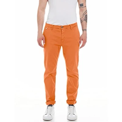 Abbildung von Replay Herren Chino Benni Regular Fit Hyperflex X Lite mit Stretch, Sunset Orange 844 (Orange), 32W / 30L