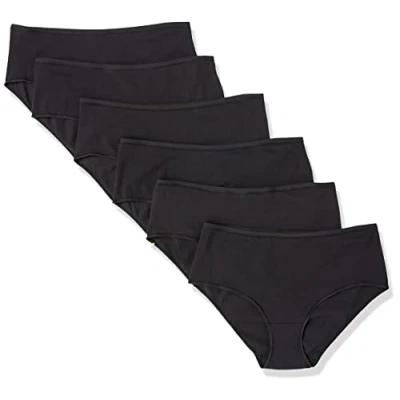Abbildung von Amazon Essentials Damen Midi Unterwäsche aus Baumwolle (Erhältlich in Übergröße), 6er Pack, Schwarz, 6XL Große Größen