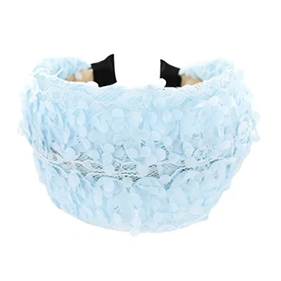Abbildung von axy Breiter Haarreif Wunderschön Stirnband Vintage Haarschmuck Damen Haarreifen HR36B (Hellblau)