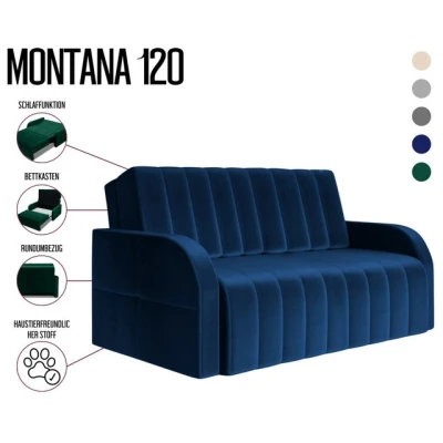 Abbildung von MOEBLO Kindersofa aus Samt MONTANA 120, Schlafsessel Sofa Sessel Jugendsofa Schlafsofa 2 Sitzer Gästebett mit Schlaffunktion, Bettkasten, Relaxfunktion, (BxHxT):141x104x90cm