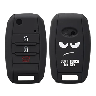 Abbildung von kwmobile Autoschlüssel Hülle kompatibel mit Kia 3 4 Tasten Schlüsselhülle Don&#039;t Touch My Key Weiß Schwarz