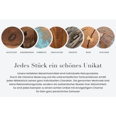 Abbildung von riess ambiente Couchtisch IRON CRAFT 100cm braun / schwarz (Einzelartikel, 1 St), Wohnzimmertisch · Massivholz Metall Kufen Gestell eckig Design