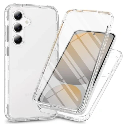 Abbildung von XINNI Hülle für Samsung Galaxy S24 FE, 360 Grad Stoßfeste Schutzhülle mit Integriertem Bildschirmschutz, Robuster Bumper Outdoor Full Body Case, Kristall