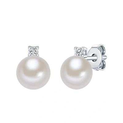 Abbildung von Valero Pearls Perlenohrringe Ohrstecker aus Süßwasserzuchtperlen, in weiß, mit Zirkonia
