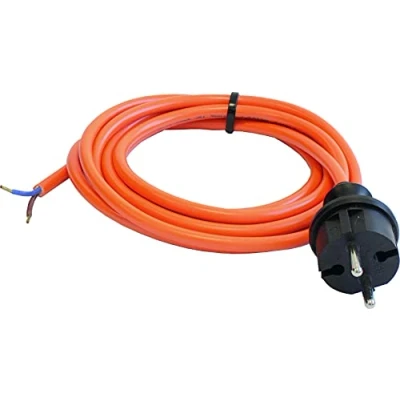 Abbildung von as Schwabe PUR Baustellen Anschlussleitung 5 m Robuste Leitung 230 V, 16 A mit Polyurethan Außenmantel H07BQ F 2x1,5 Konturenstecker, Ende 30 mm abgemantelt, Orange IP44 70917