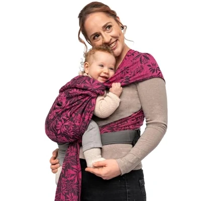 Abbildung von manduca Twist Tragetuch &gt; &lt; Light and Easy Babytrage mit Känguru Beutel für Babys &amp; Neugeborene ab Geburt, Bio Baumwolle, (Botanic Pink, Regular)