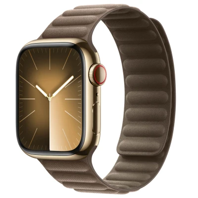 Abbildung von Apple Watch Armband Original Echtes Leder Beige Geeignet für Series 1 9 / SE