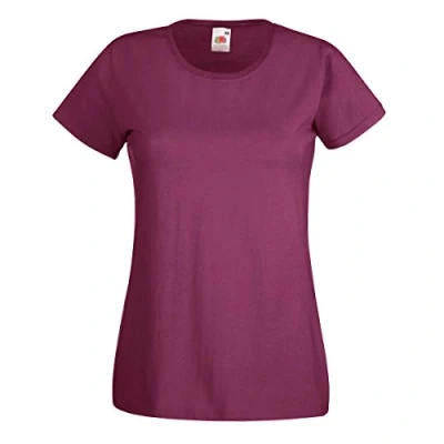 Abbildung von Fruit of the Loom Damen Slim Fit T Shirt verschiedene Farben Baumwolle Kurzarm Rot Large