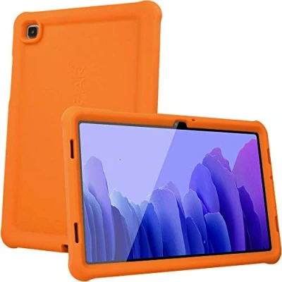 Abbildung von TECHGEAR Bumper Hülle für Samsung Galaxy Tab A7 10.4 2020 (SM T500/T505) [Kinderfreundlich] Tough Schutzhülle Silikon Soft Shell Anti Rutsch Stoßfest + Folie [Orange]