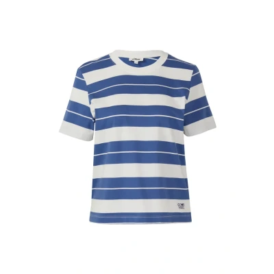 Abbildung von s.Oliver Streifenmit Patch Tshirt print, Damen, Größe: 38, Royalblau